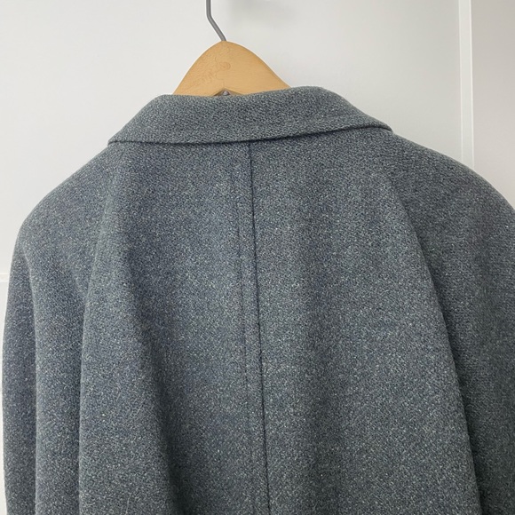 Vintage Harris Tweed 100% Wool Over Coat / Topcoat Long, Grey Blue, XXL - Picture 5 of 16